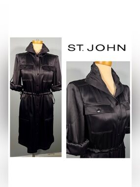 St. John Chocolate Brown Satin Dress